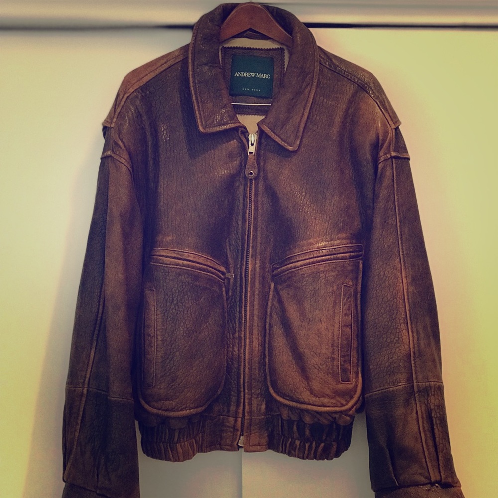 Antique leather rust fighter pilot jacket